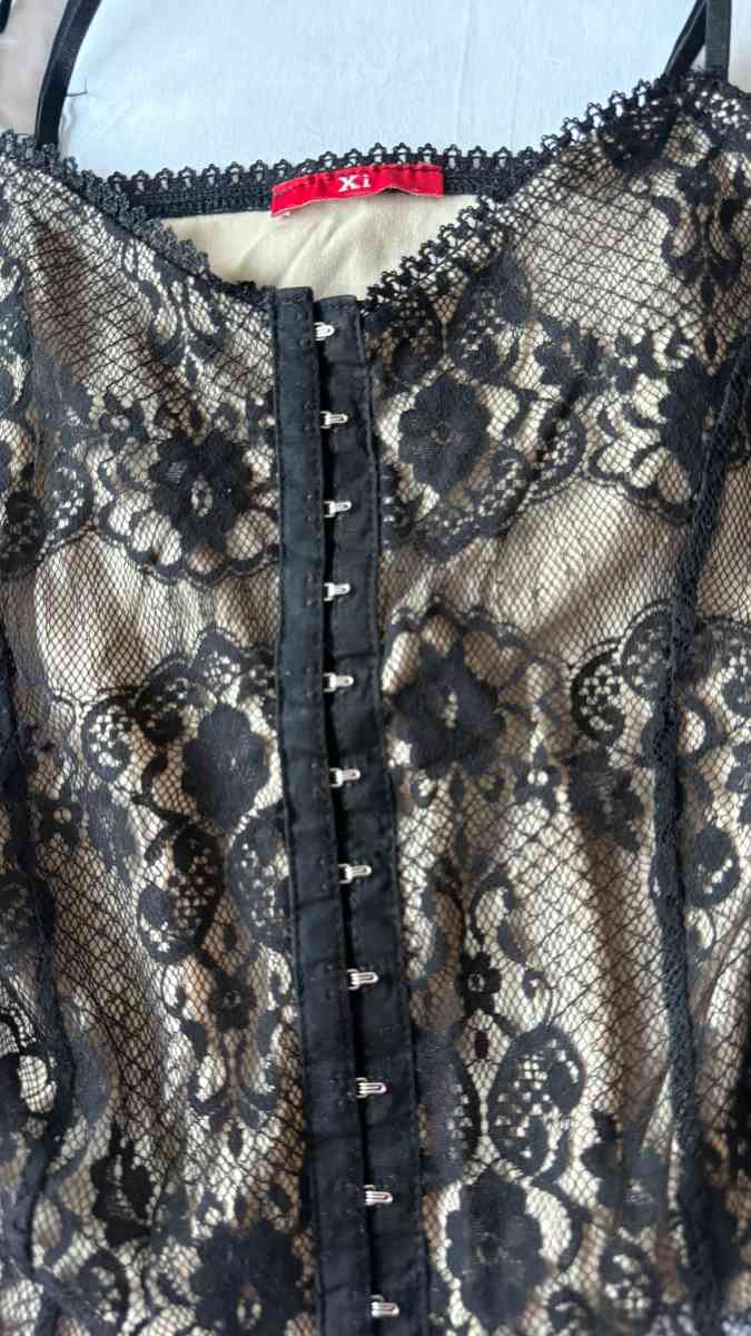 Black Lace BustierStyle Lingerie Top  Nude Lined Camisole wi - Los Angeles, California - FleaMarketBay
