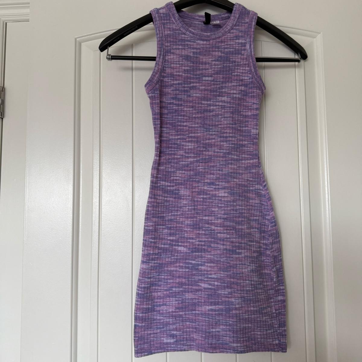 Lavender Ribbed Bodycon Mini Dress XXS  Worn Once  Stretchy - Los Angeles, California - FleaMarketBay