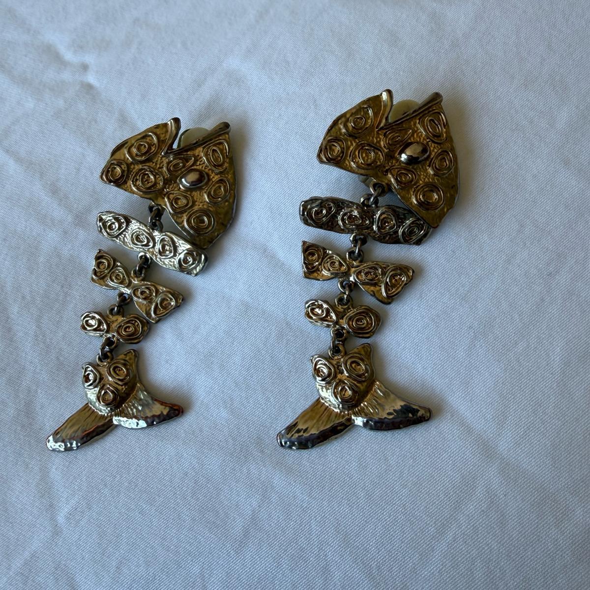 Vintage 1980s Gold Tone Sculptural Statement Earrings  Bold - Los Angeles, California