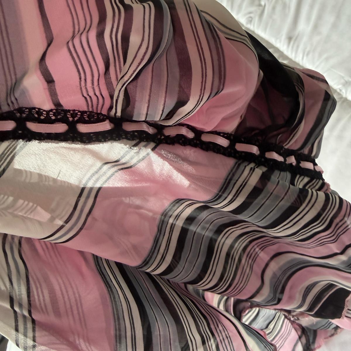 Blush  Black Sheer Striped LaceTrim Strapless Top  Size Smal - Los Angeles, California - FleaMarketBay