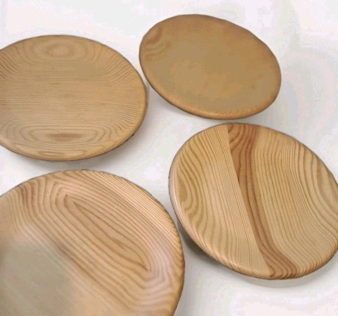 Rare Vintage Sanbergs Nora Stad Sweden 4 Wooden Pine Plates - Tampa, Florida