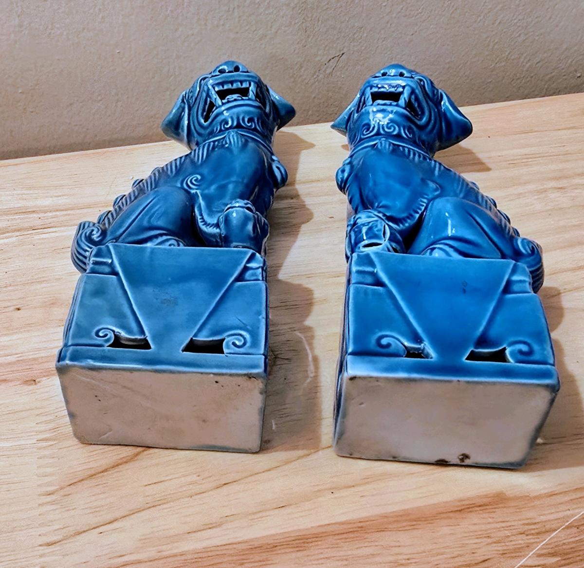 Pair of Vintage Chinese Porcelain Turquoise Foo Dog  Lion 6 - New Orleans, Louisiana - FleaMarketBay