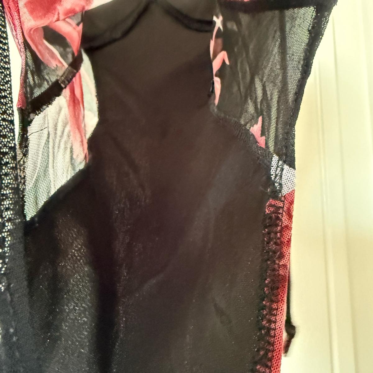 Olive Tree Black Sheer Floral Mesh Padded Bodysuit  Pink Ros - Los Angeles, California - FleaMarketBay