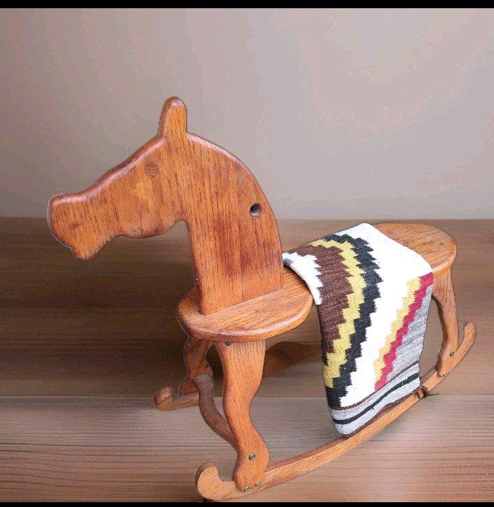 Vintage Wooden Oak Rocking Horse