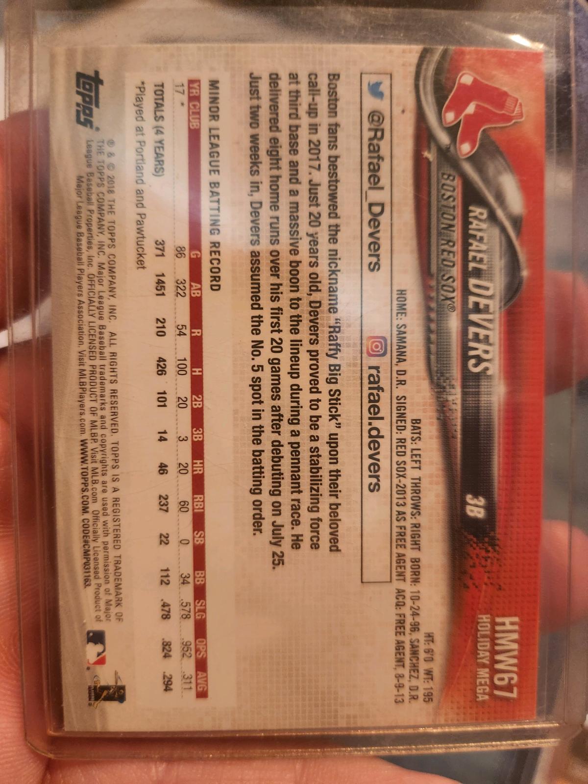 2018 Topps Holiday Rafael Devers - Joplin, Missouri - FleaMarketBay