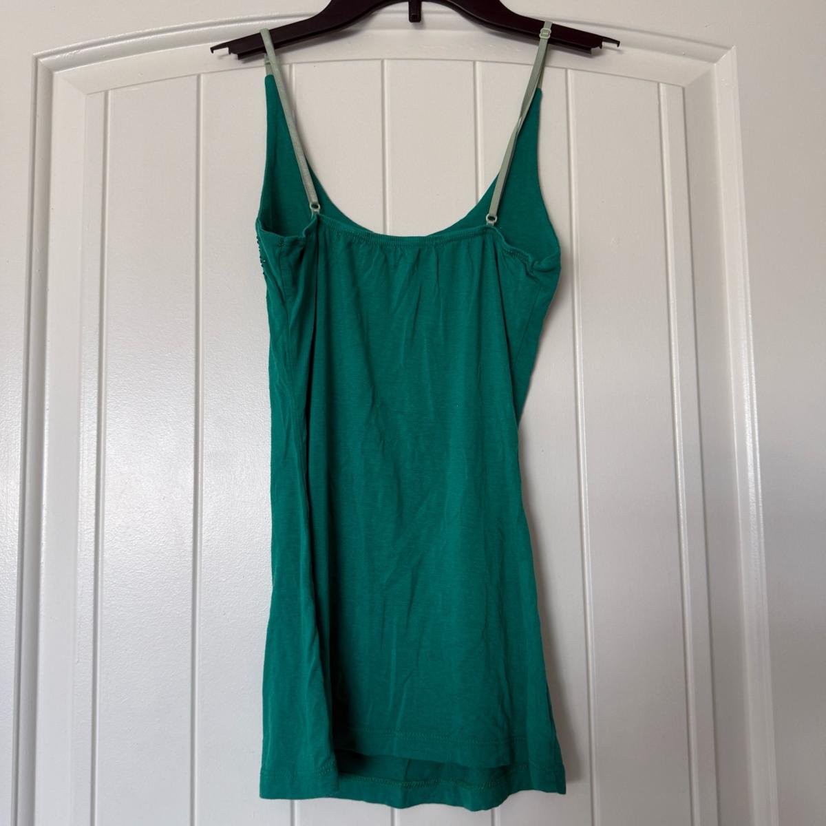 Embellished Teal Green Beaded Camisole Tank Top  Adjustable - Los Angeles, California - FleaMarketBay