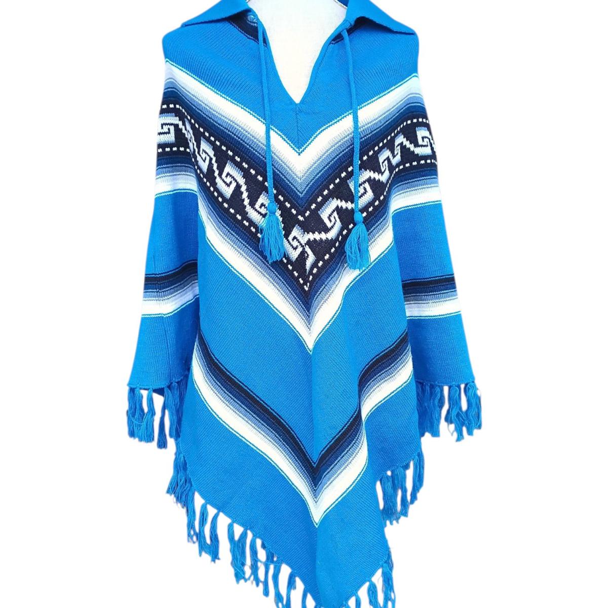 Vintage Mexican Pancho Womens Large Blue - Columbus, Mississippi - FleaMarketBay