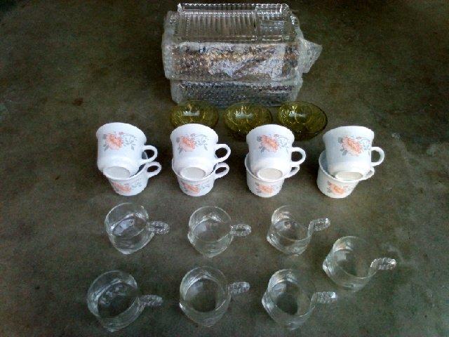 Glass serving trays Glass trays White coffee cups Clear coff - Spring Valley, California