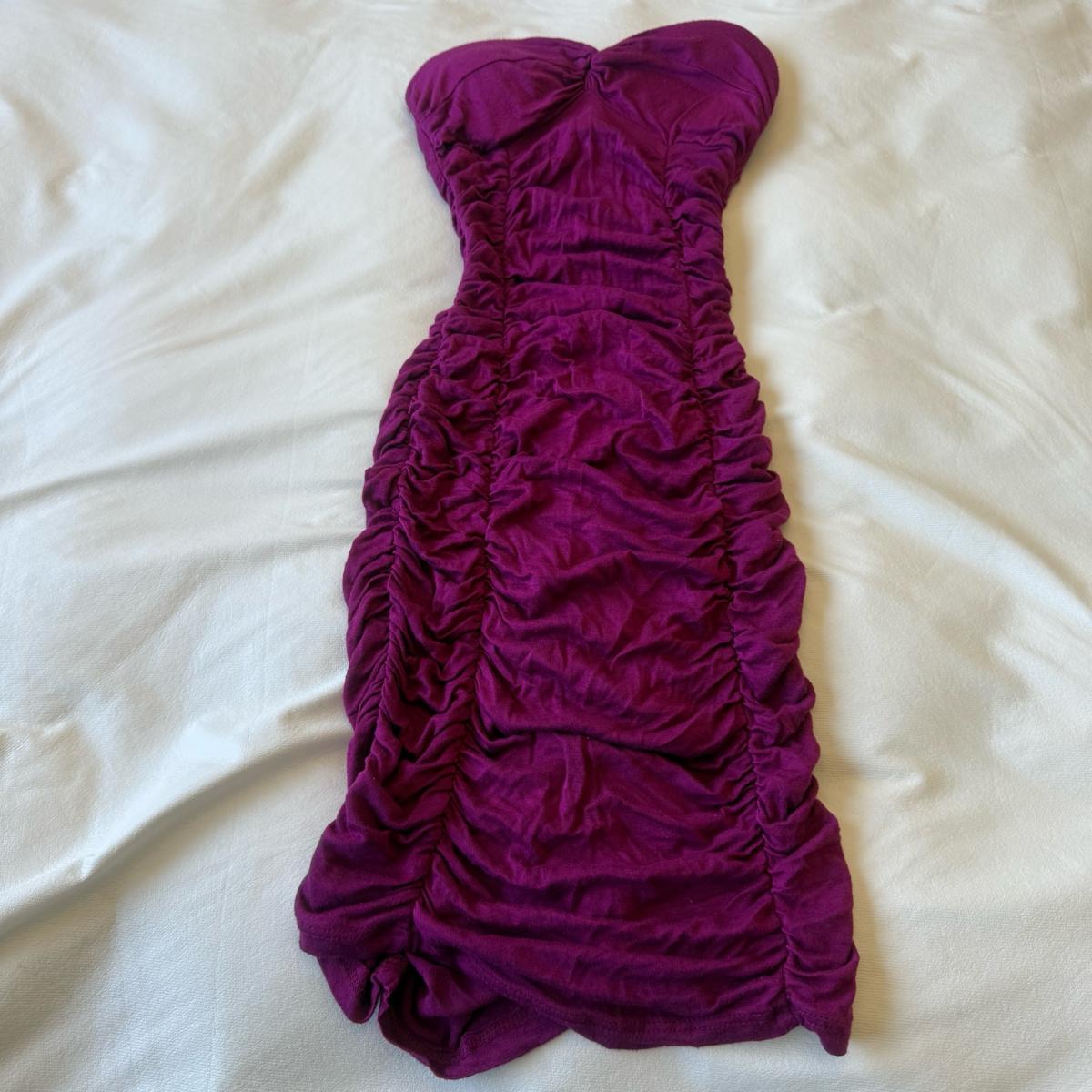 Plum Strapless Ruched Bodycon Mini Dress W Built in Padded B - Los Angeles, California