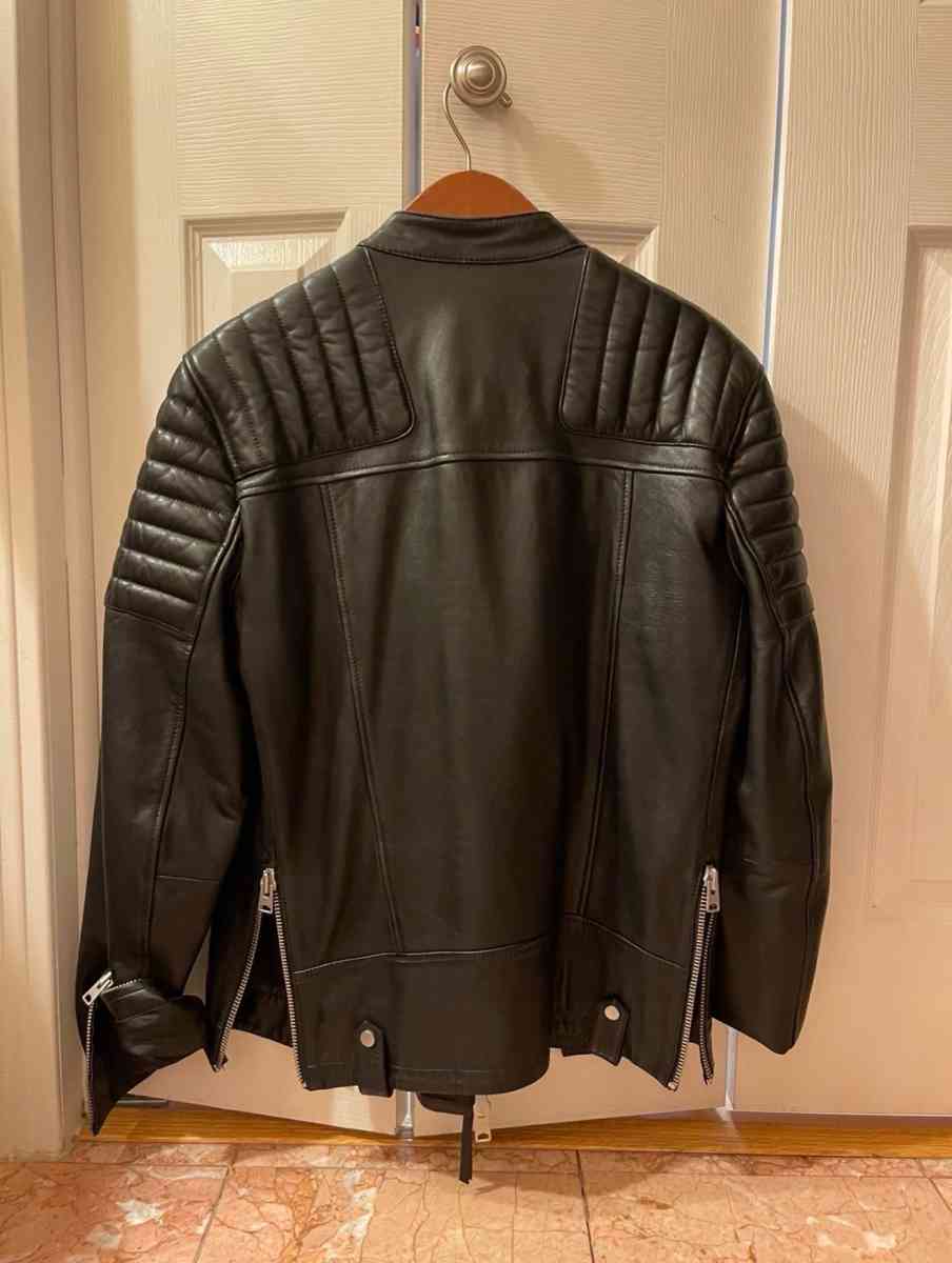 Brand New For Men AllSaints Black Leather Biker Jacket  Quil - Los Angeles, California - FleaMarketBay