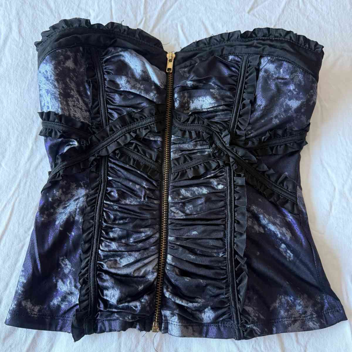 Strapless Gothic Corset Bustier Top  Padded Bra Front Zip R - Los Angeles, California - FleaMarketBay