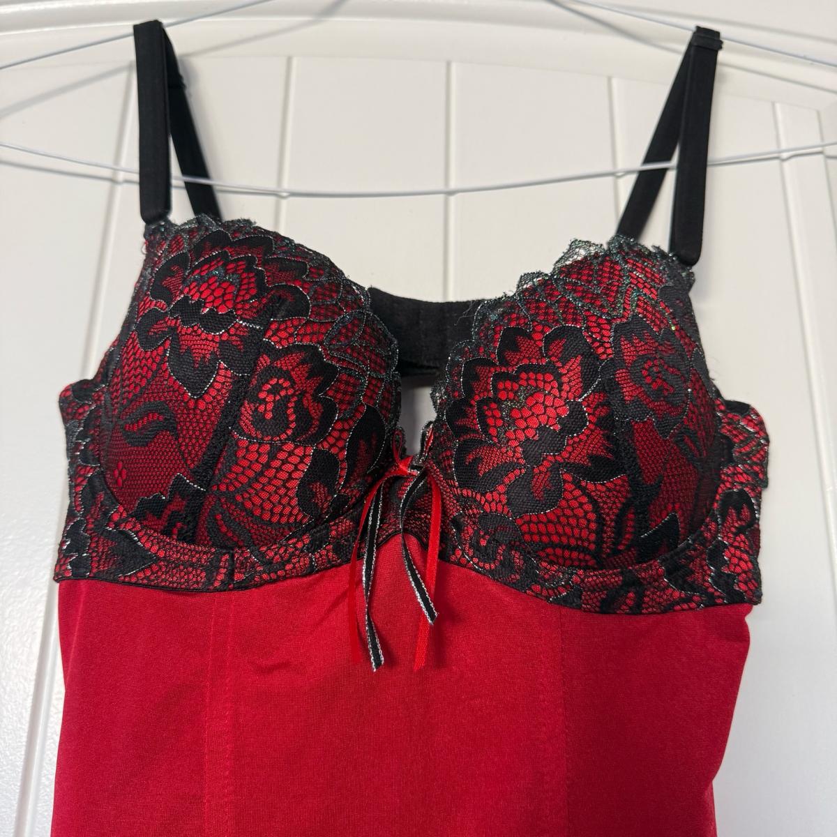 Black Lace  Red Satin Bustier Camisole  Worn Once - Los Angeles, California - FleaMarketBay