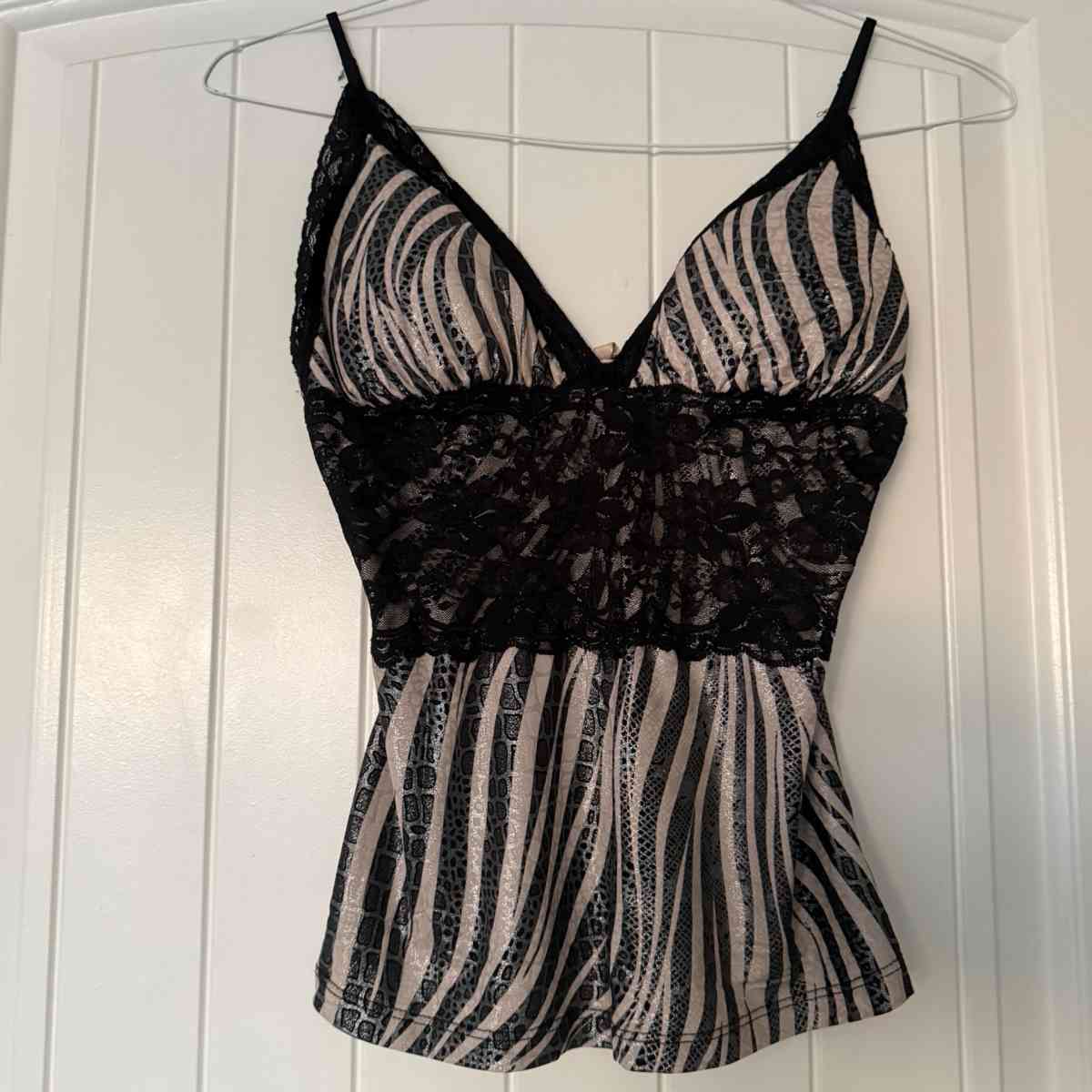 Animal Print Black Lace Tank with BuiltIn Padding S - Los Angeles, California - FleaMarketBay
