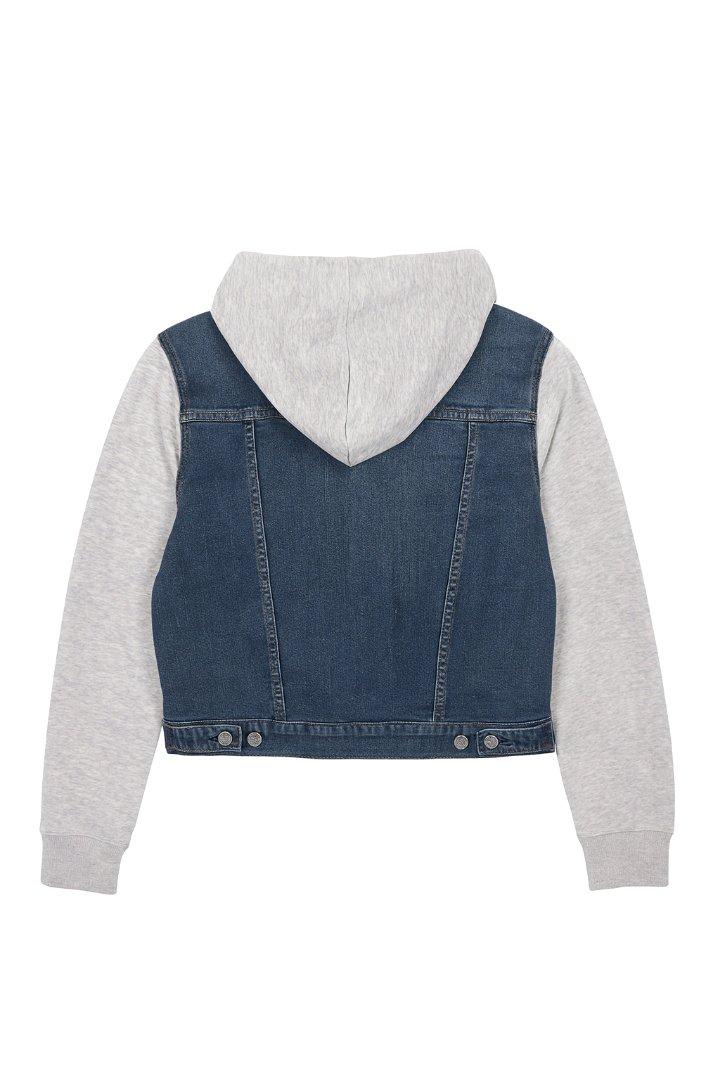 Levis Trucker Biiker Jacket Jersey Hood  Sleeves Medium - Columbus, Mississippi - FleaMarketBay