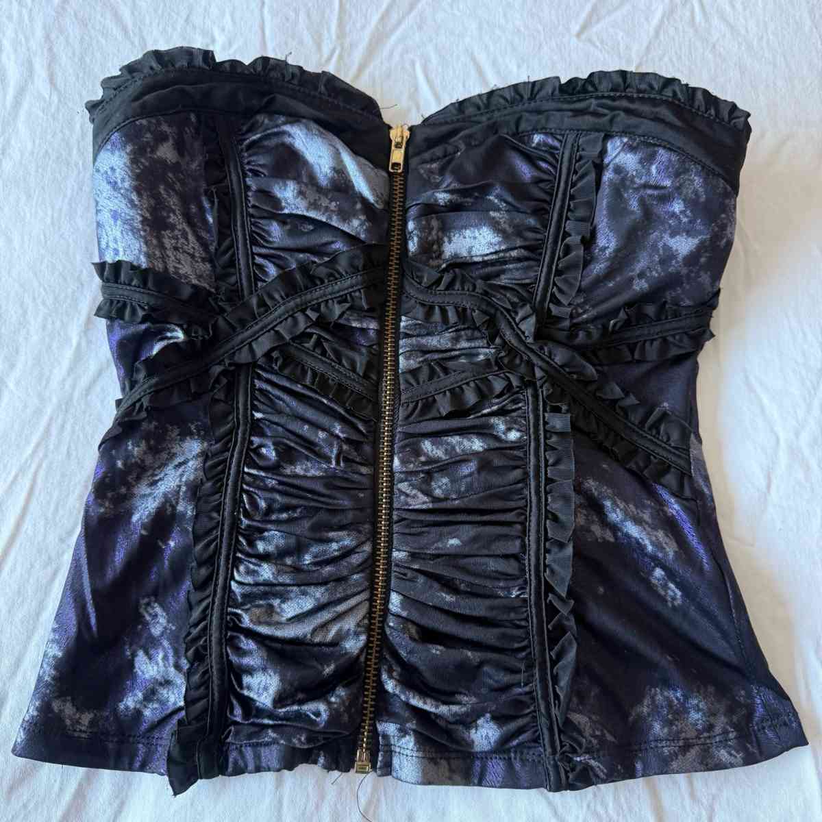 Strapless Gothic Corset Bustier Top  Padded Bra Front Zip R - Los Angeles, California - FleaMarketBay
