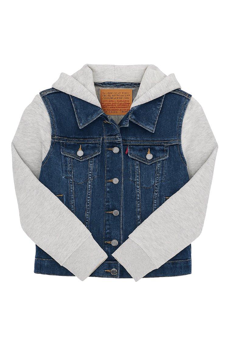 Levis Trucker Biiker Jacket Jersey Hood  Sleeves Medium