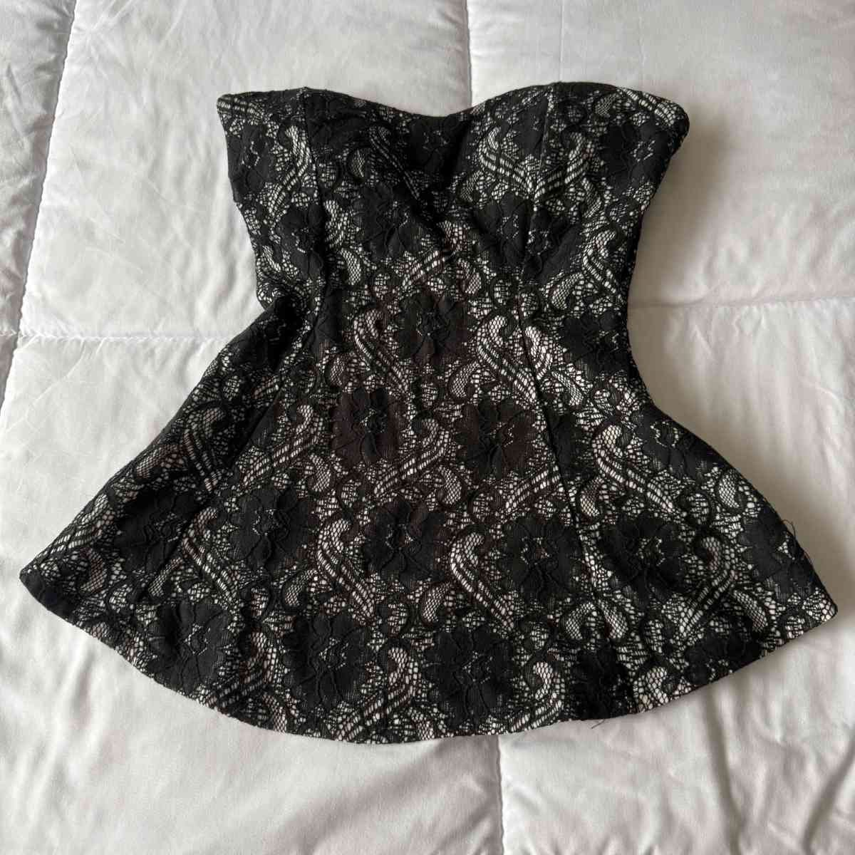 Love Culture Black Lace Strapless Padded Corset Peplum Top - Los Angeles, California