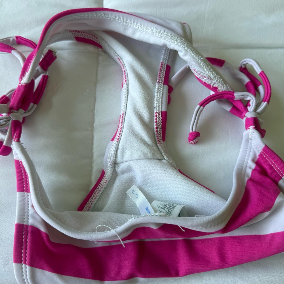 Forever 21 Pink  White Striped Triangle Bikini Set - Los Angeles, California - FleaMarketBay