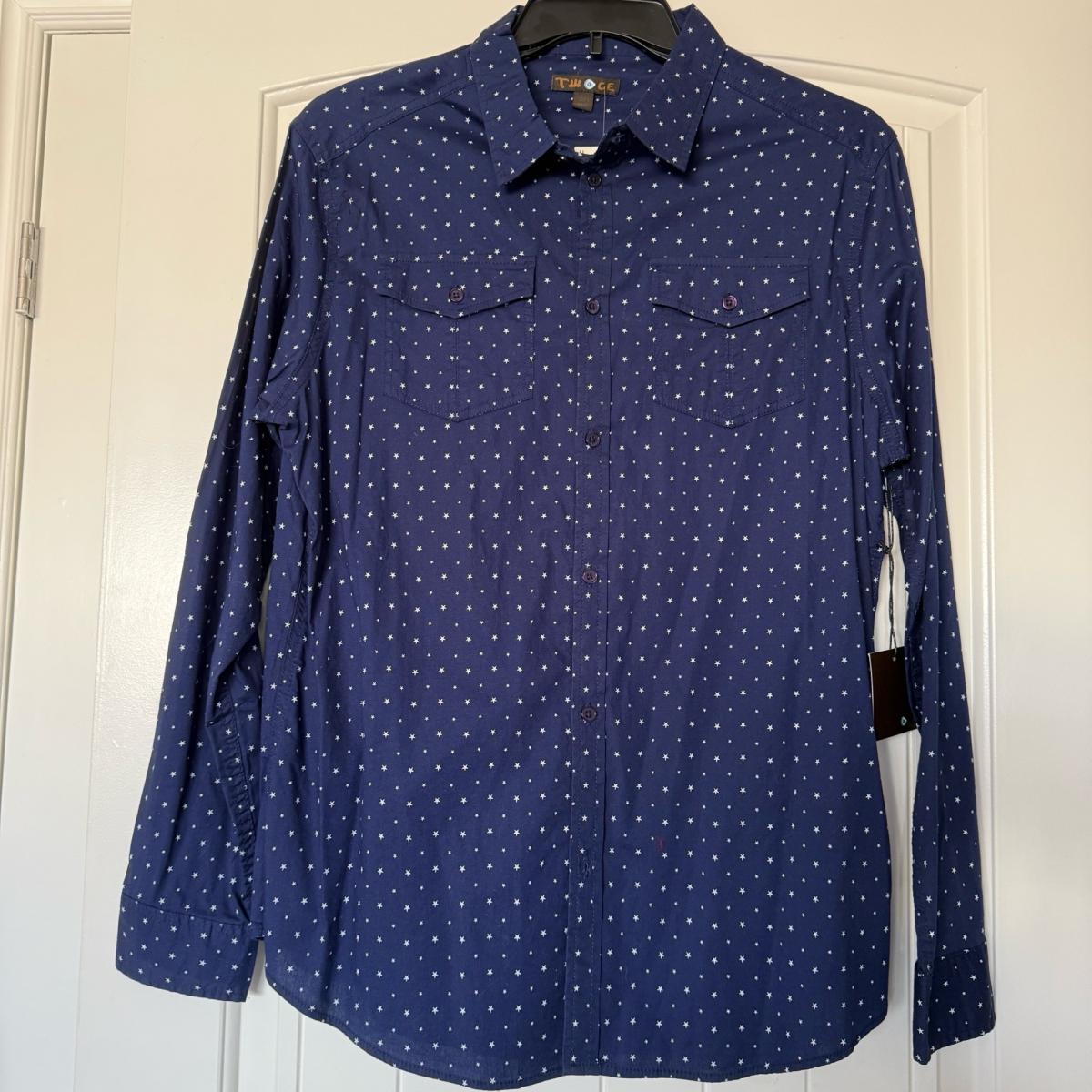 TWOGE Eye Logo Navy Star Print ButtonDown Shirt  Size XL - Los Angeles, California