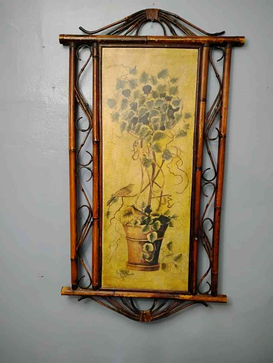 VINTAGE DARK RESIN BAMBOO WALL PICTURE