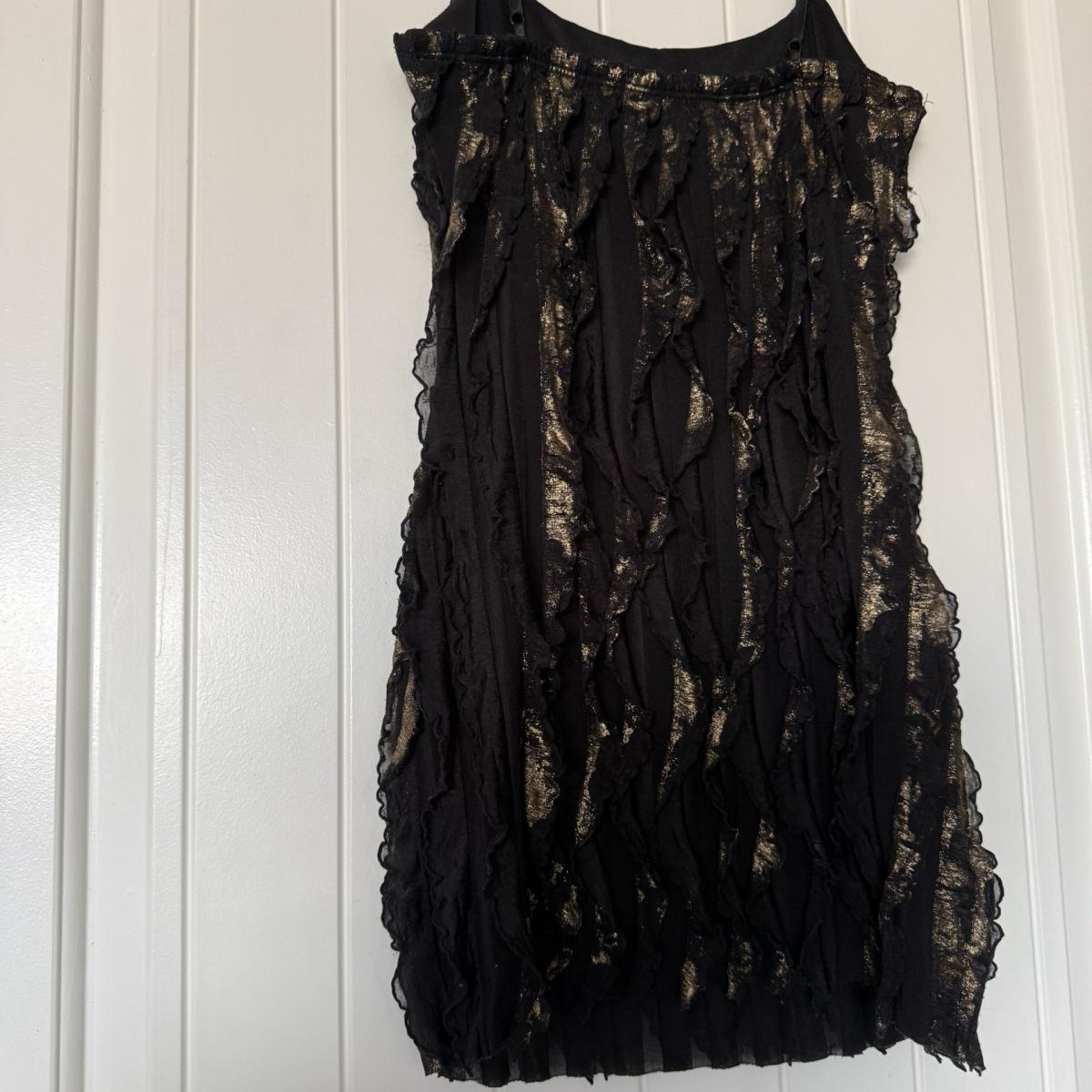 FOREVER 21 Twenty One Black  Gold Ruffled Mini Dress  Sheer - Los Angeles, California - FleaMarketBay