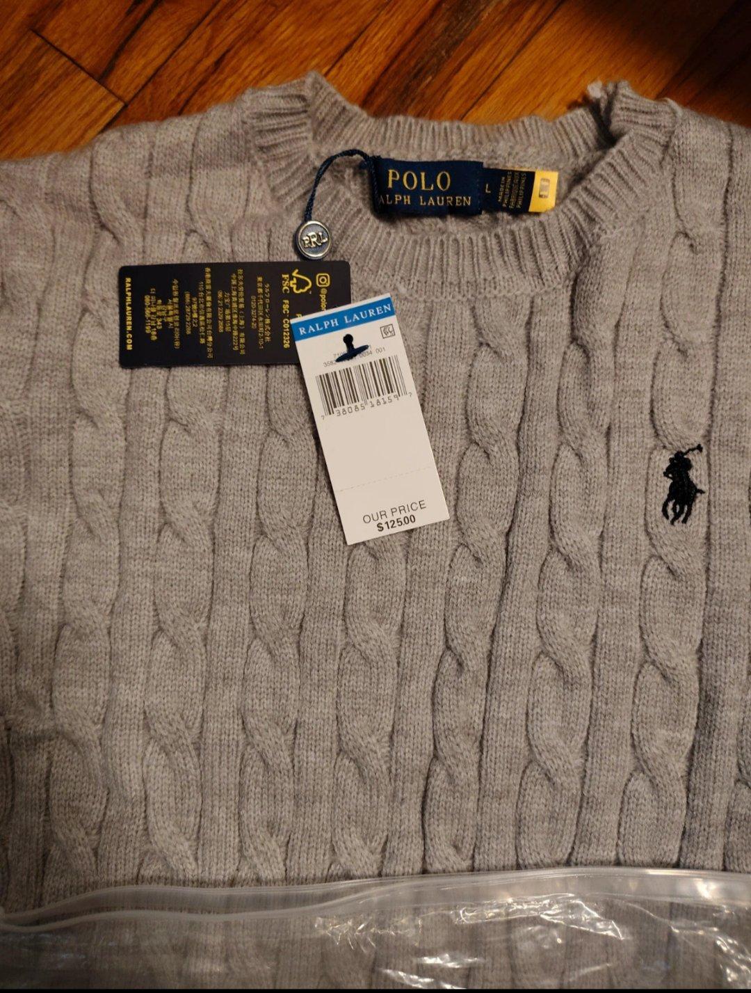 Polo Ralph Lauren Cable Knit Sweater Gray Size L - Farmingdale, New York - FleaMarketBay