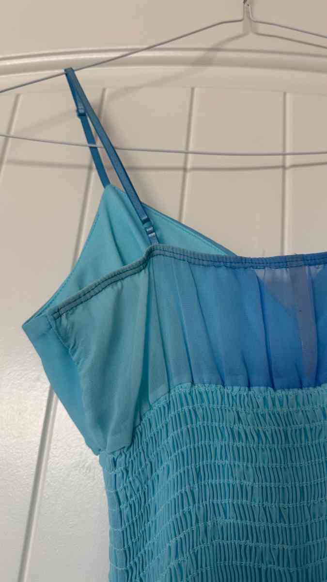 Blue Ombr Chiffon Sundress with Smocked Waist Adjustable Str - Los Angeles, California - FleaMarketBay