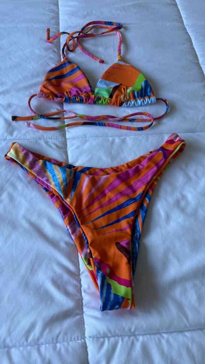 Vibrant Abstract Multicolor Triangle Bikini Set  Padded Top - Los Angeles, California - FleaMarketBay