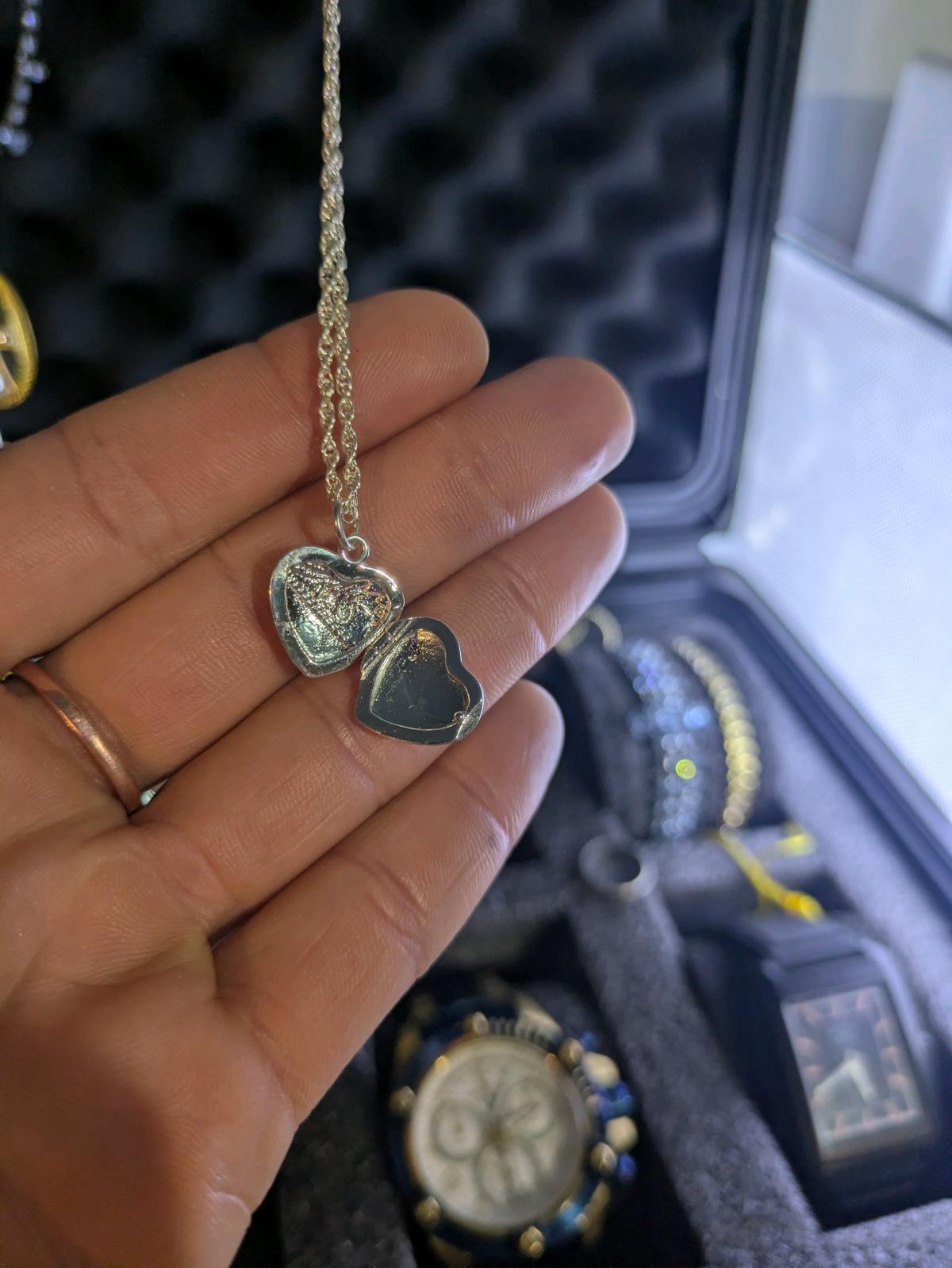 Silver Colored Heart Locket Necklace - Camas Valley, Oregon - FleaMarketBay