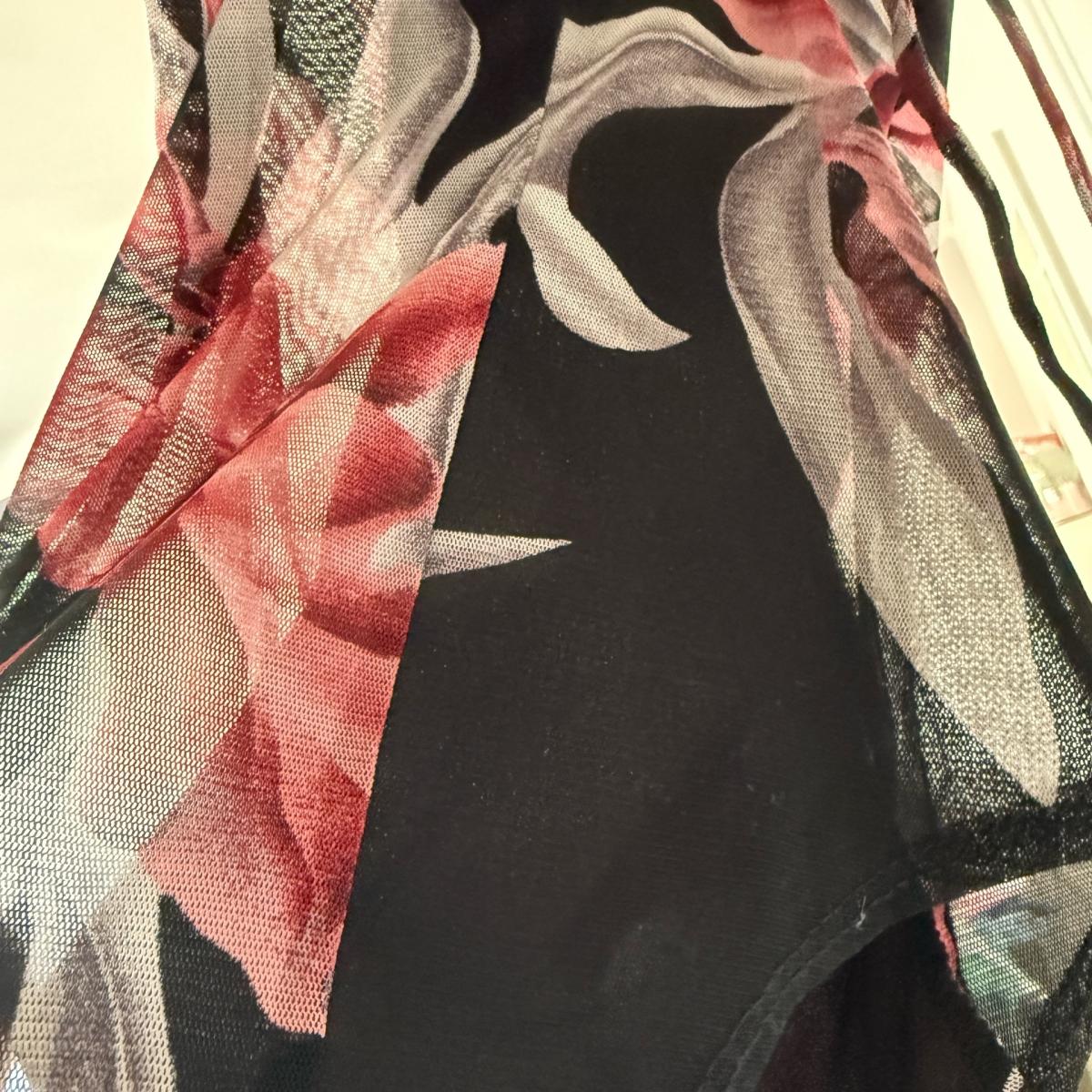 Olive Tree Black Sheer Floral Mesh Padded Bodysuit  Pink Ros - Los Angeles, California - FleaMarketBay