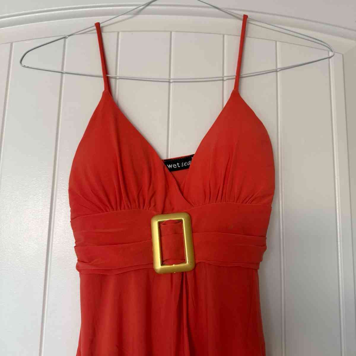 Wet Seal Red Orange Empire Waist Mini Dress with BuiltIn Pad - Los Angeles, California - FleaMarketBay