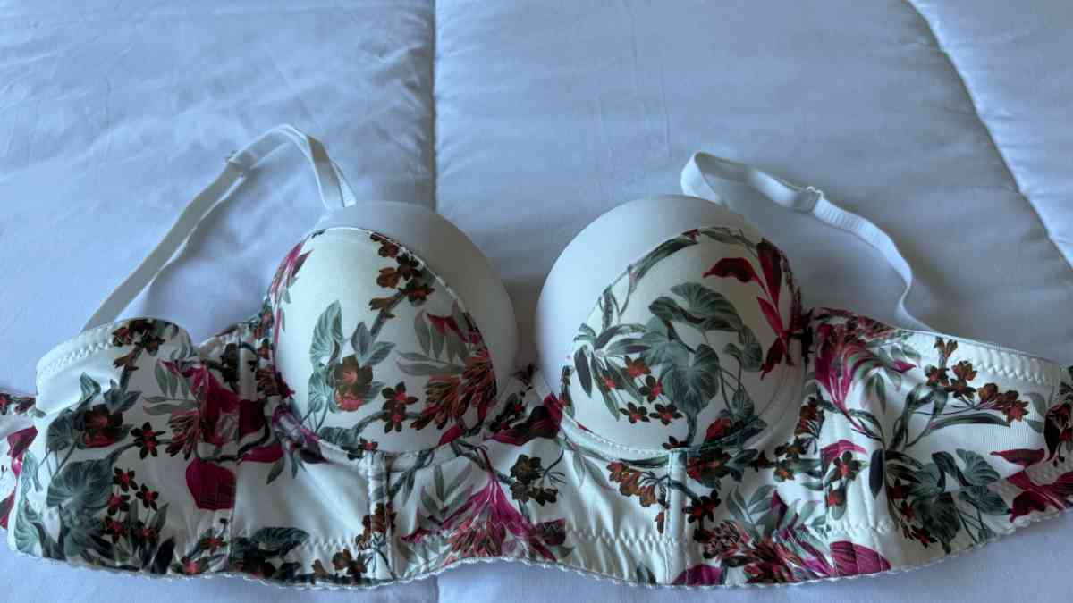 Brand New Floral Underwire Padded Bra  Ivory Cream Adjustabl - Los Angeles, California - FleaMarketBay