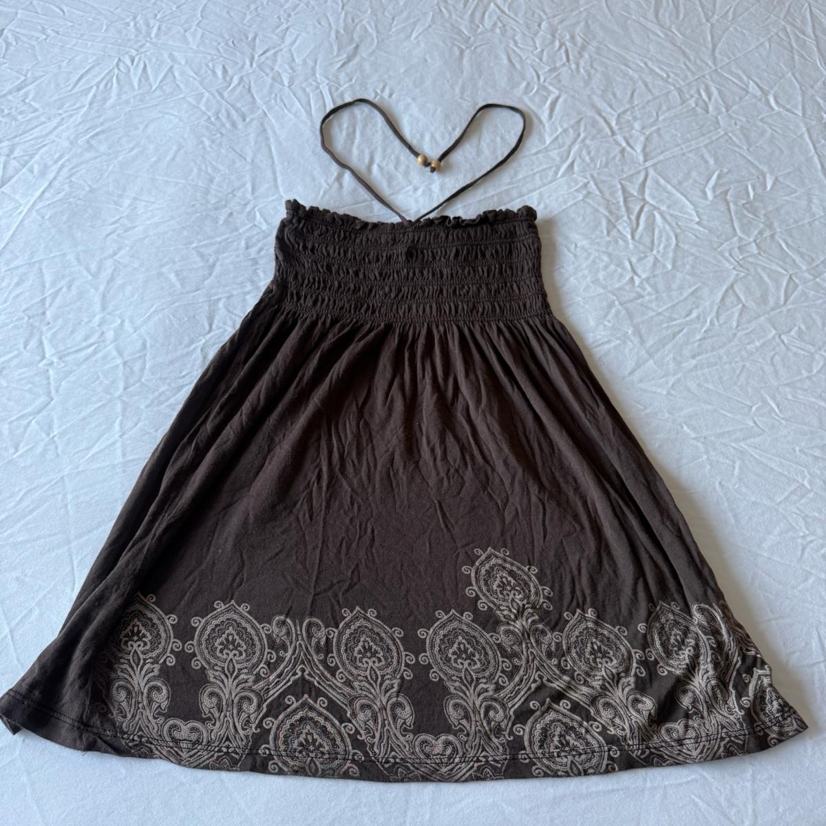 Chocolate Brown Halter Babydoll Top  Y2K Summer Vibes Small - Los Angeles, California - FleaMarketBay