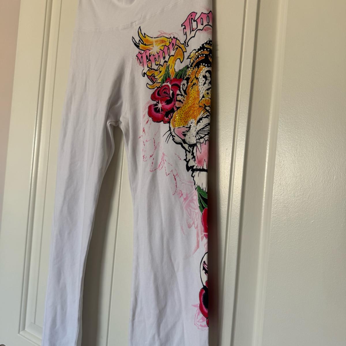 Brand New Y2K TattooInspired White Flare Pants  Rhinestone - Adelanto, California - FleaMarketBay