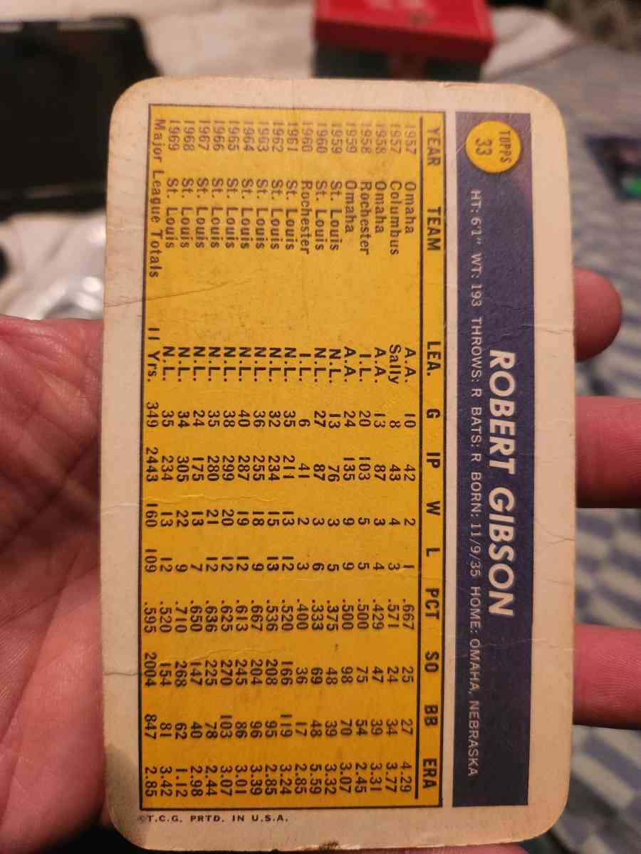 1970 Bob Gibson junbo card - Joplin, Missouri - FleaMarketBay