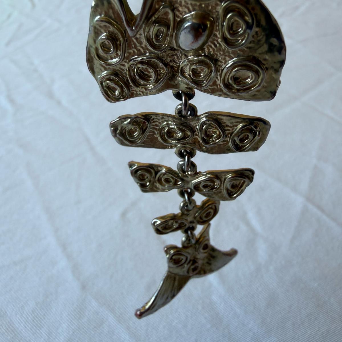 Vintage 1980s Gold Tone Sculptural Statement Earrings  Bold - Los Angeles, California - FleaMarketBay