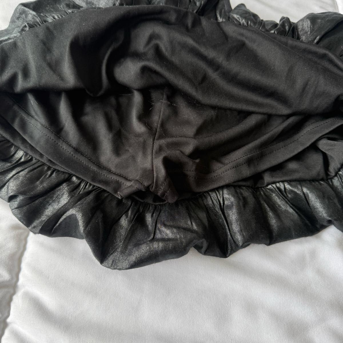 Poetry Black Shimmer Bubble Skort  Elastic Waist Metallic Sh - Los Angeles, California - FleaMarketBay