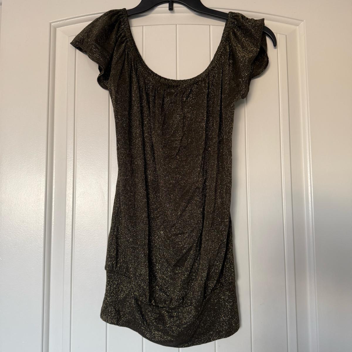 Size Small Gold Shimmer OffShoulder Tunic Top  Blouson Party - Los Angeles, California - FleaMarketBay