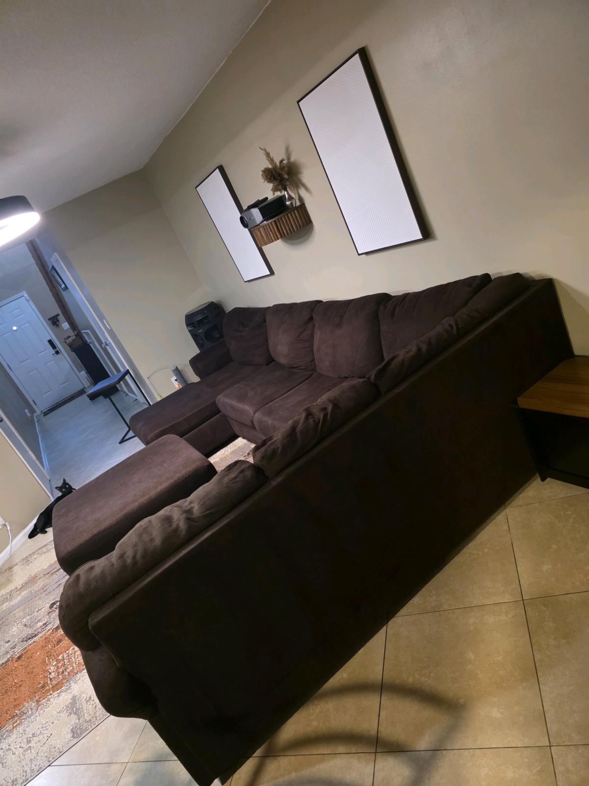 brown sectional sofa with ottman - Deerfield Beach, Florida - FleaMarketBay