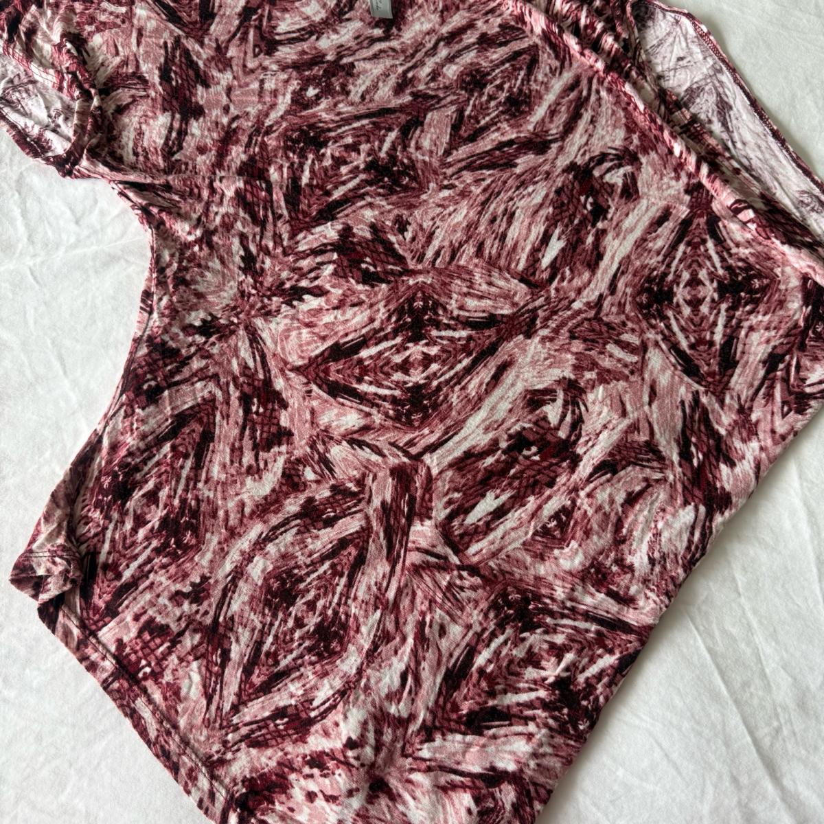 Wine  Blush Abstract Brushstroke Dolman Top  Soft Flowy Ligh - Los Angeles, California - FleaMarketBay