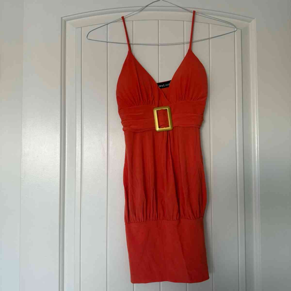 Wet Seal Red Orange Empire Waist Mini Dress with BuiltIn Pad - Los Angeles, California