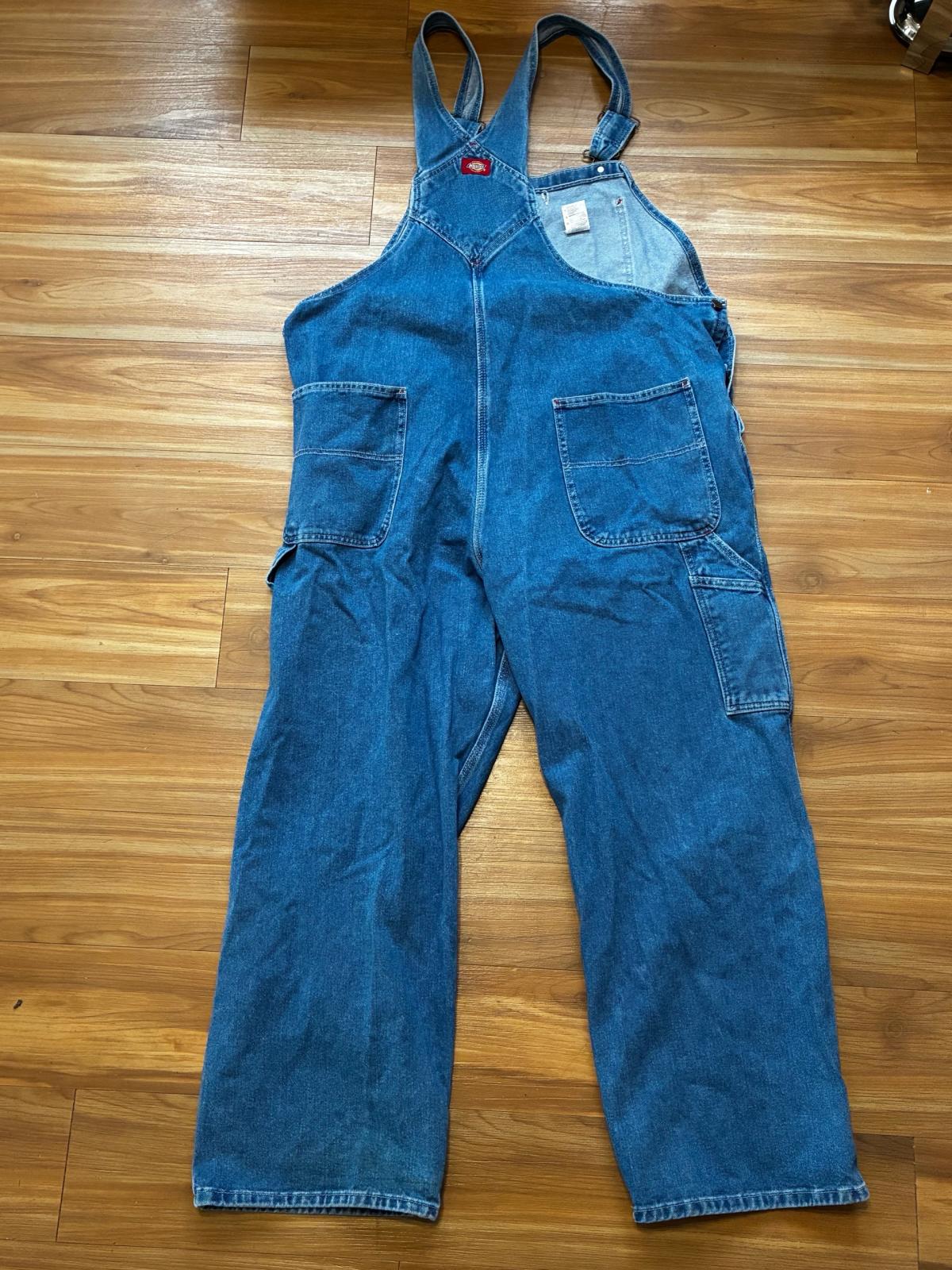 Dickies Mens Denim Bib Overalls Blue Workwear Cotton Size 38 - Raleigh, North Carolina
