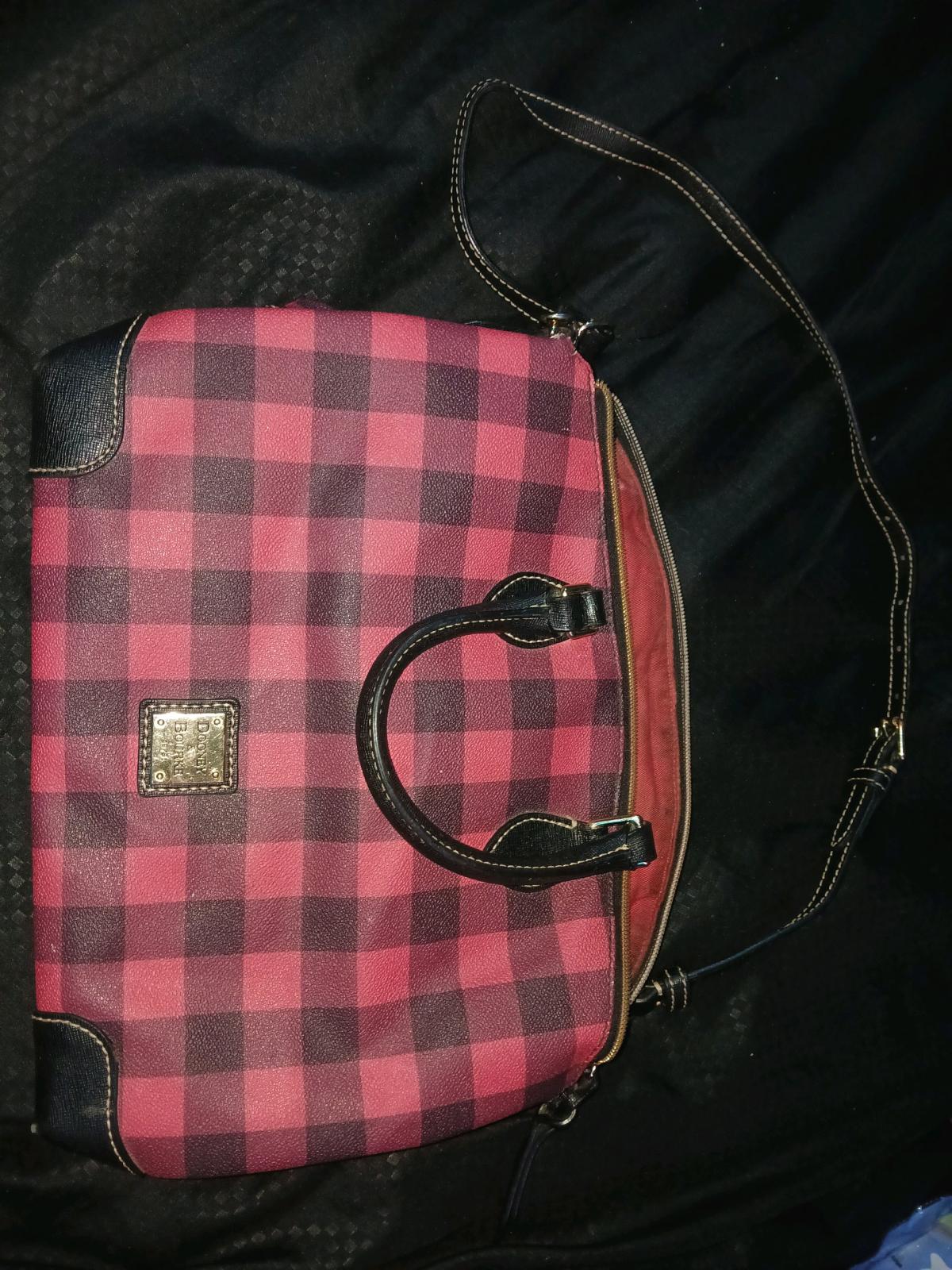 Dooney  Bourke Tucker Satchel Red and Black Buffalo Plaid Pa