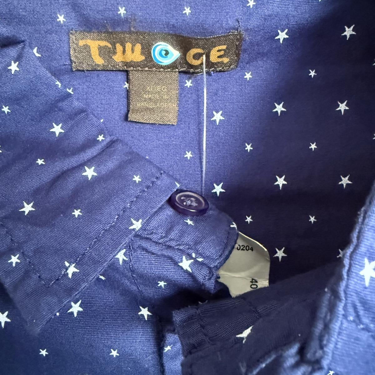 TWOGE Eye Logo Navy Star Print ButtonDown Shirt  Size XL - Los Angeles, California - FleaMarketBay