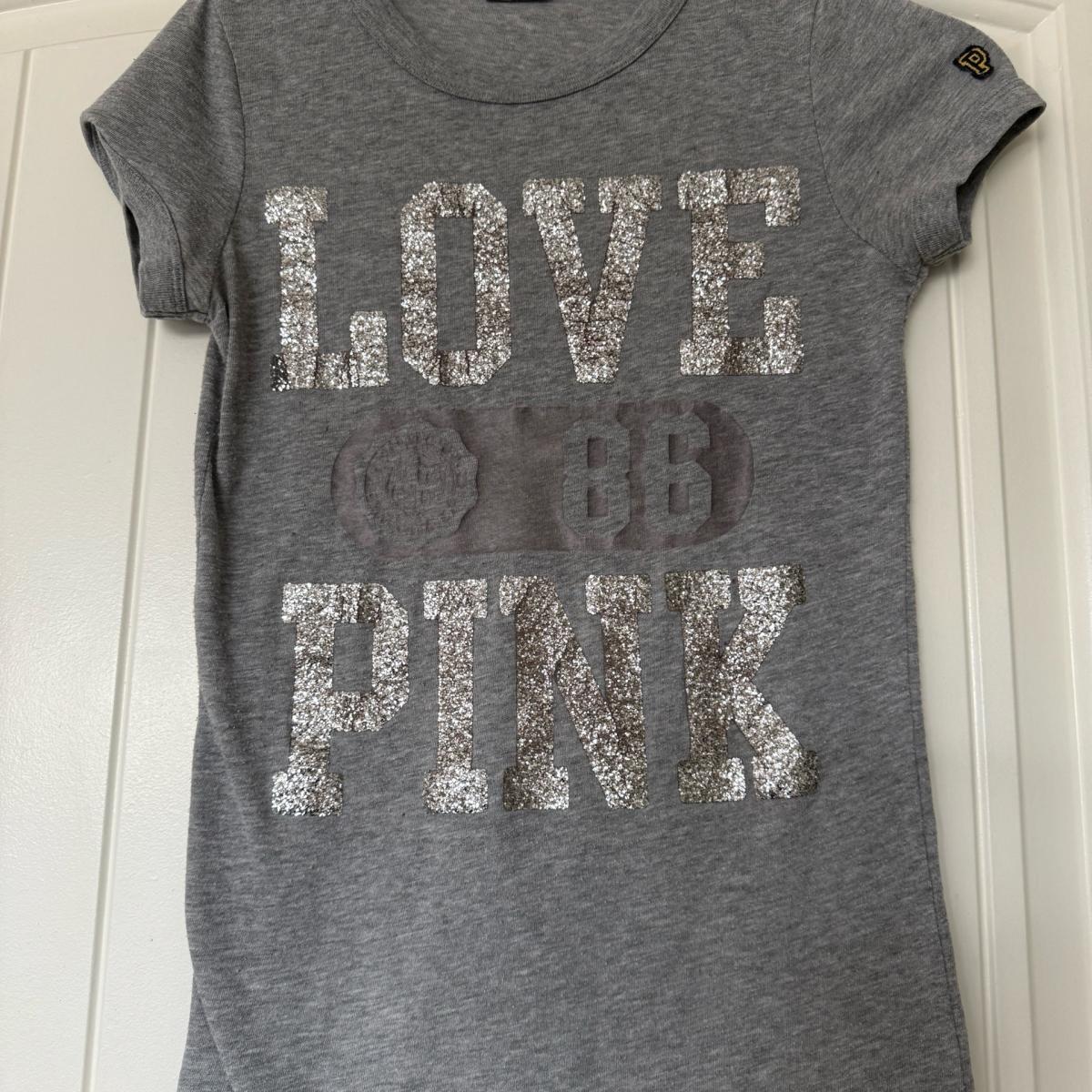 Y2K PINK Victorias Secret LOVE 86 Glitter Baby Tee XS - Los Angeles, California - FleaMarketBay