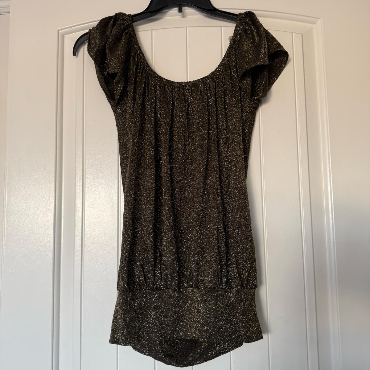 Size Small Gold Shimmer OffShoulder Tunic Top  Blouson Party - Los Angeles, California - FleaMarketBay