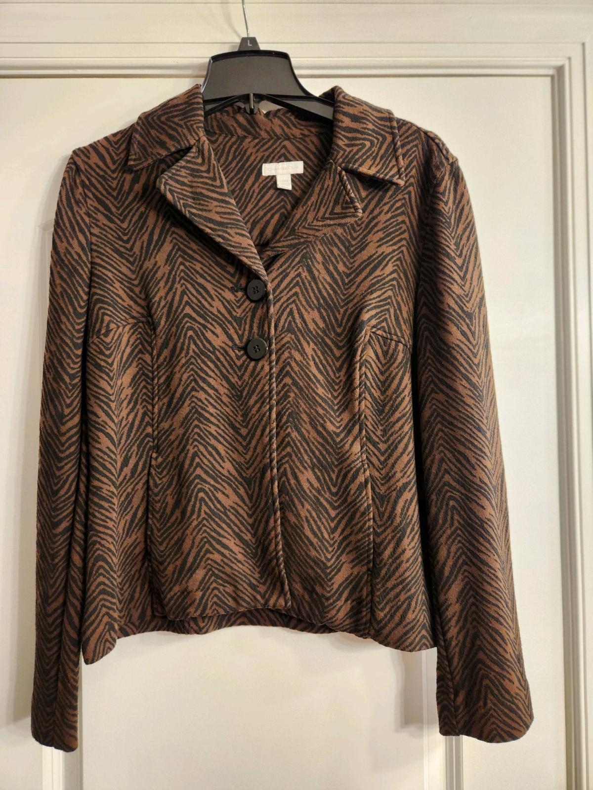 Charter Club Size Large Brown and Black Animal Print Blazer - Charlotte, North Carolina