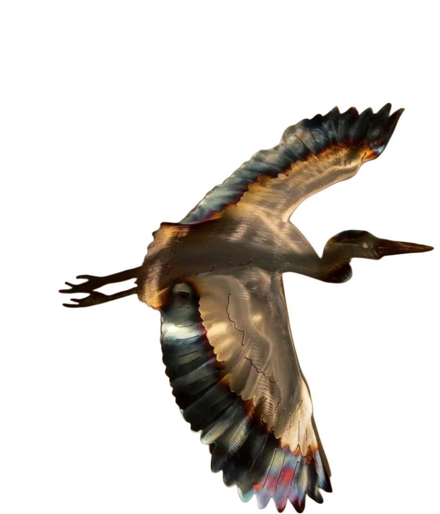 Metal Blue Heron Wall Decor