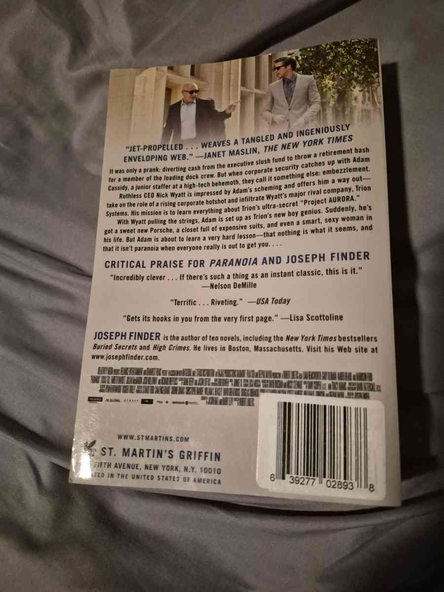 BRAND NEW COPY Of Paranoia by Joseph Finder - New Baltimore, Michigan - FleaMarketBay