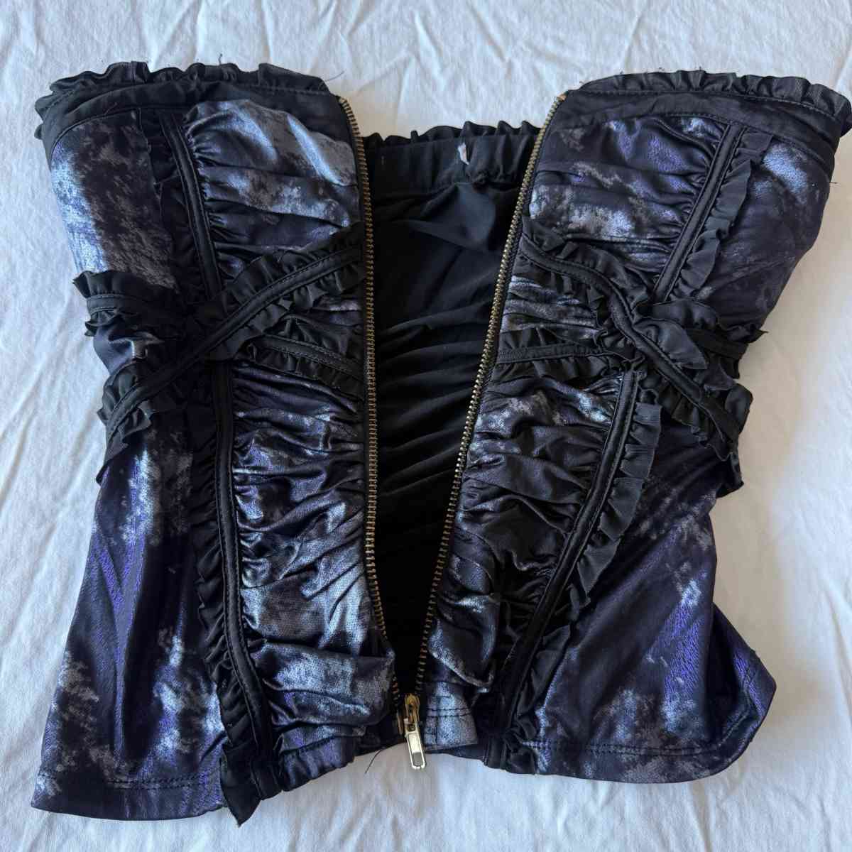 Strapless Gothic Corset Bustier Top  Padded Bra Front Zip R - Los Angeles, California - FleaMarketBay